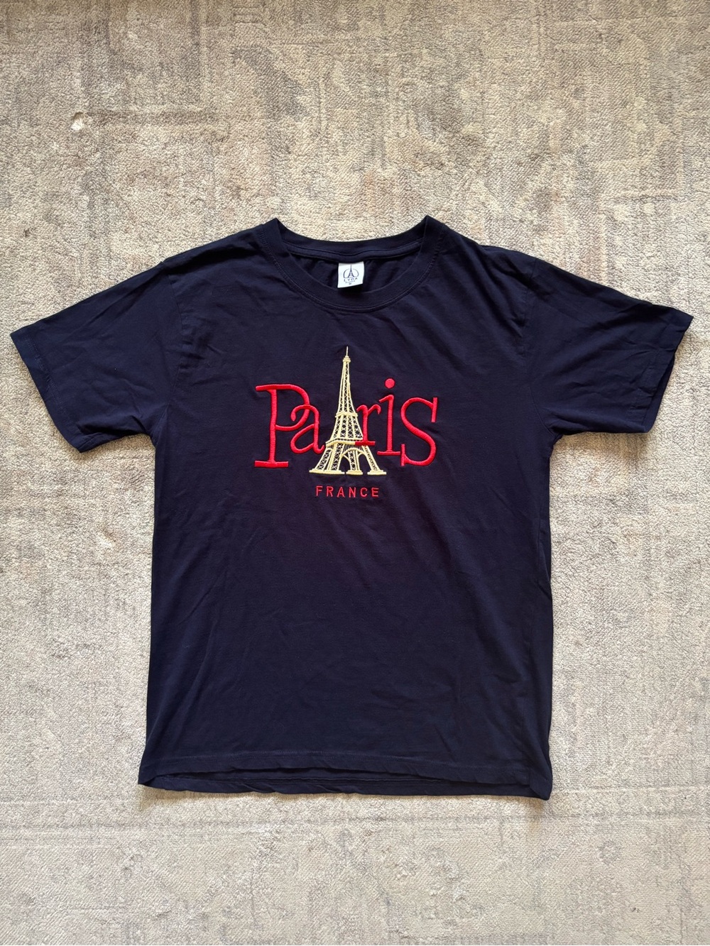 Paris Embroidered Eiffel Tower Short Sleeve Tee - Navy
